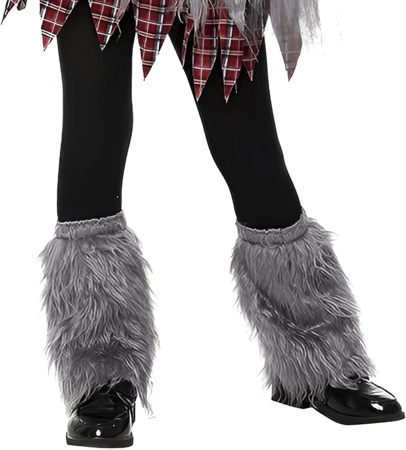 Clobeau Kids Boys Girls Faux Fur Leg Warmers Furry Boot Covers Warm Boot Cuff Party Halloween Costume Viking Boot Sleeves Legwarmer - Image 1